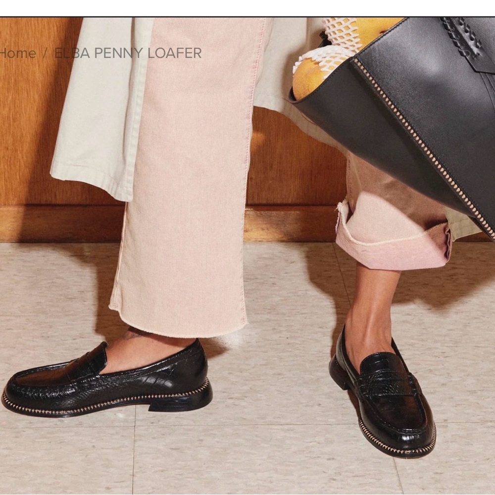 Freda Salvador Black embossed “Elba” loafers
